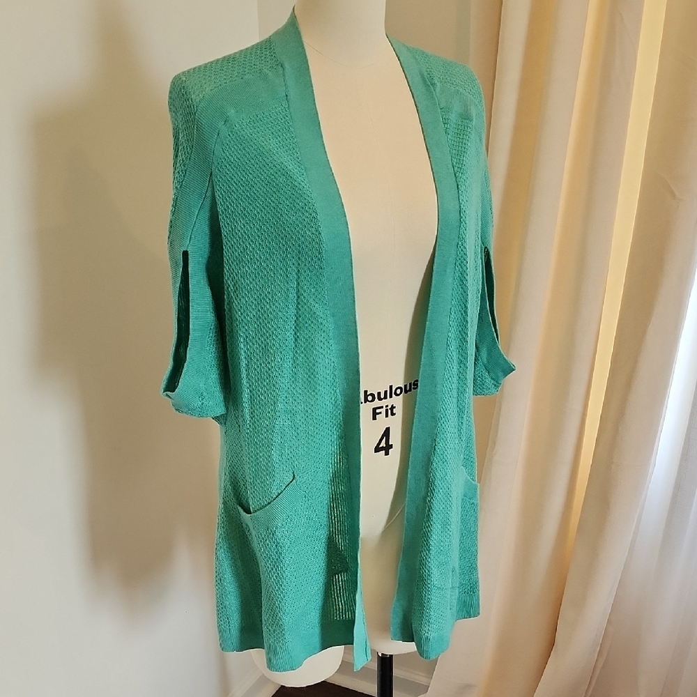 Anthropologie Turquoise Open-Front Cardigan